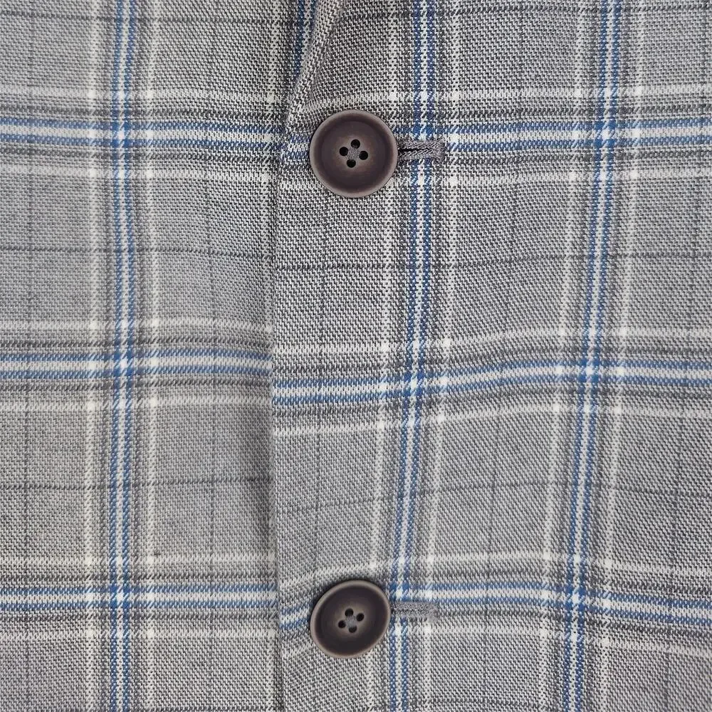 Nautica Mens Modern Fit Sport Coat Blazer 40R Grey Blue Plaid Stretch NWT